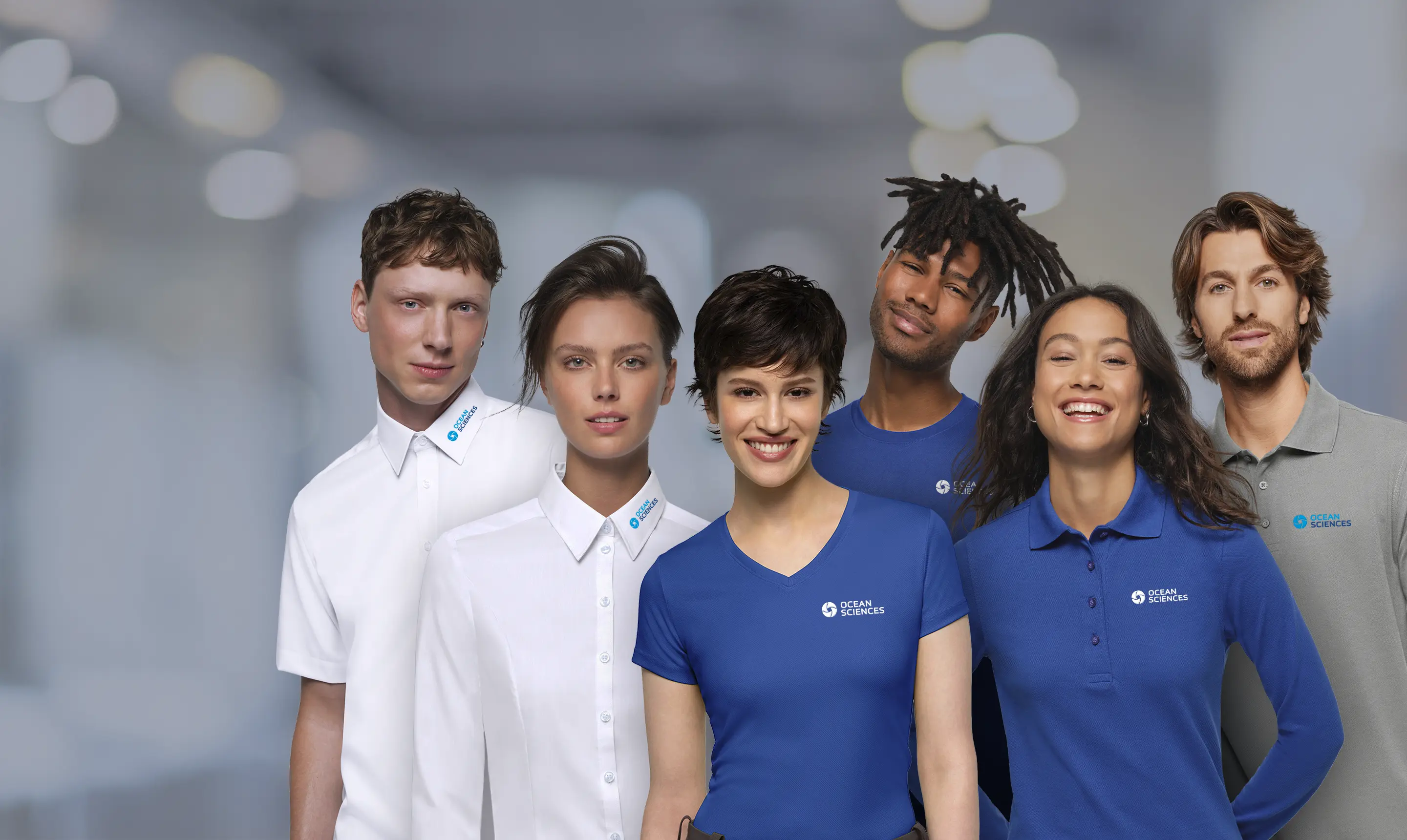 Mitarbeiterteam in moderner, einheitlicher & zeitgemäßer Corporate Teamwear